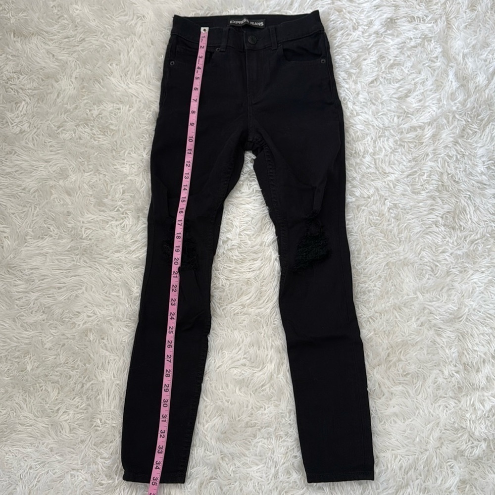 Express black distressed skinny jeans